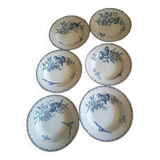 Digoin Sarreguemines bird motif soup plates