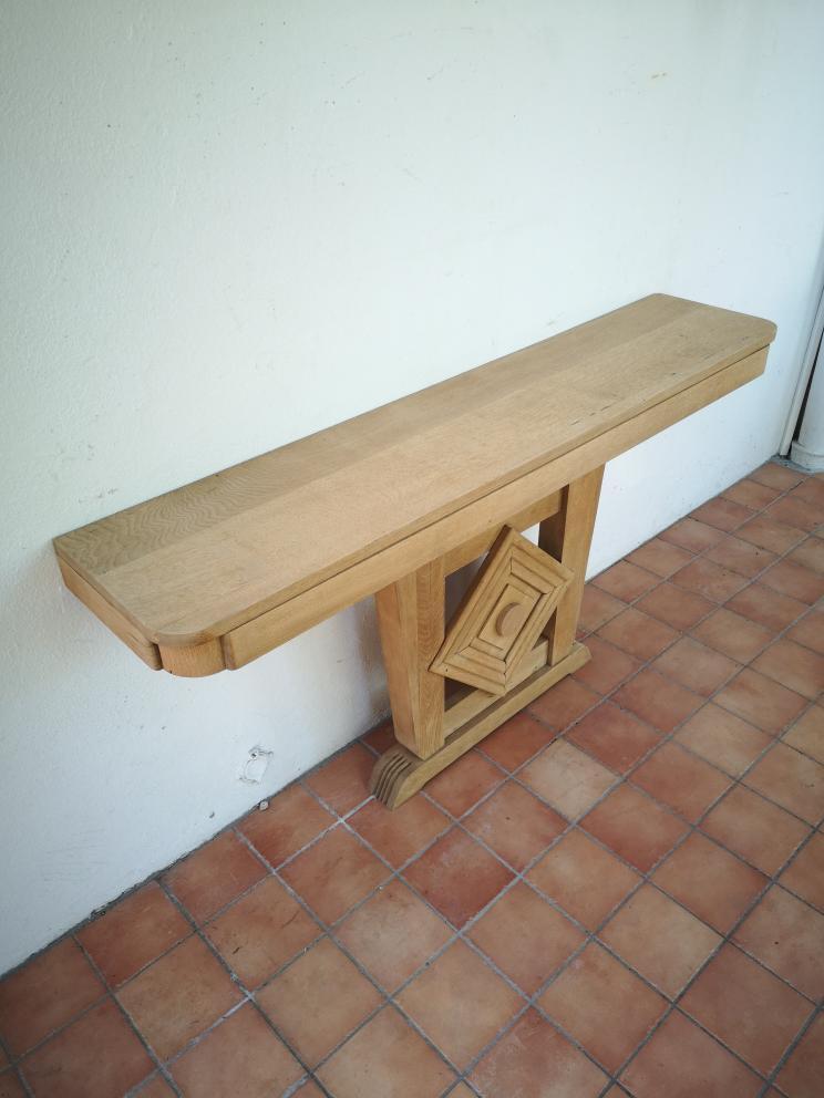 Console in whitened chene style art deco