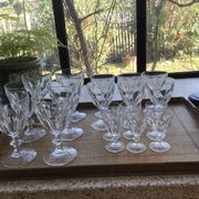 Set 6 wine glasses, 6 water glasses and 6 crystal shot glasses