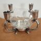 Reed - barton art deco glass-cut silver metal candlestick