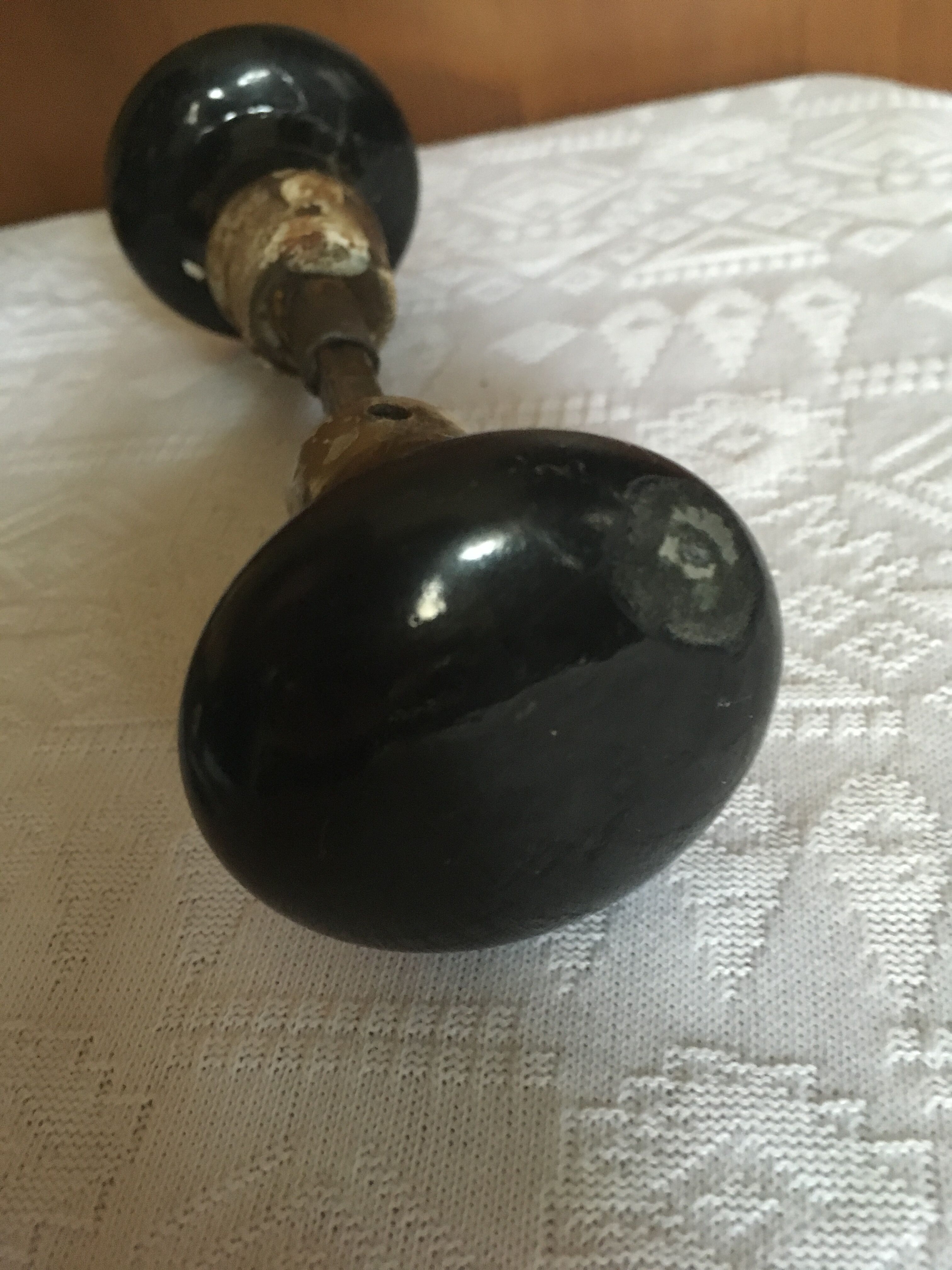 Set of black bakelite door handles