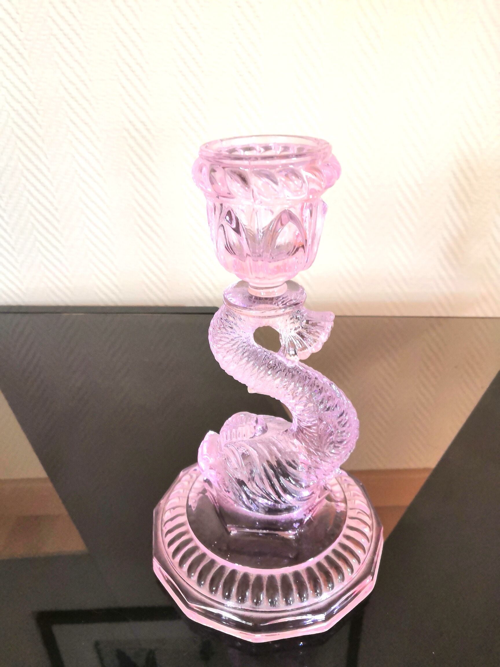 Fish pink glass vase koi design 70s