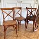 4 chaises bois et cannage style bistrot