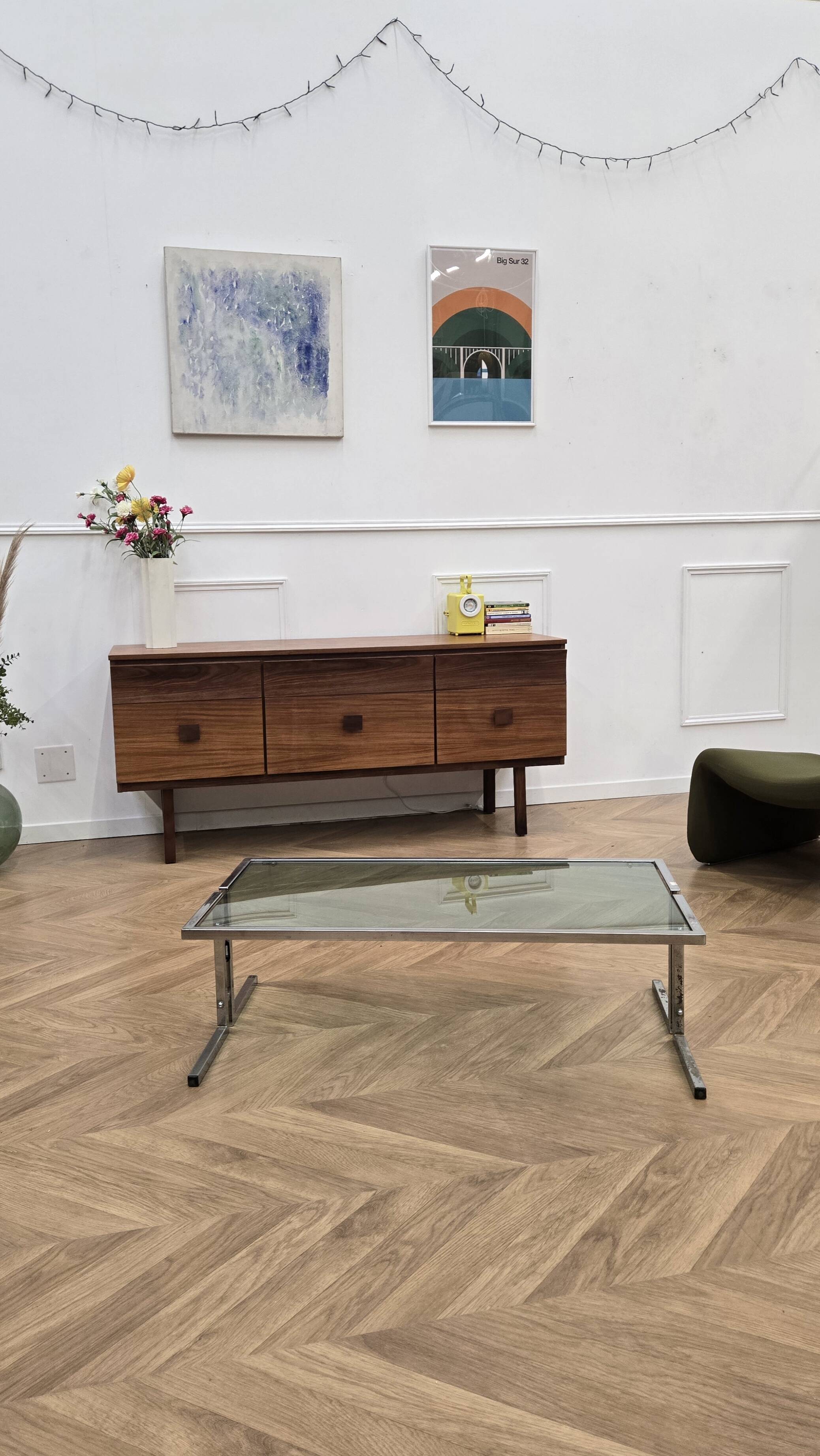70s chrome coffee table