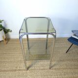 Chrome smoked glass side table