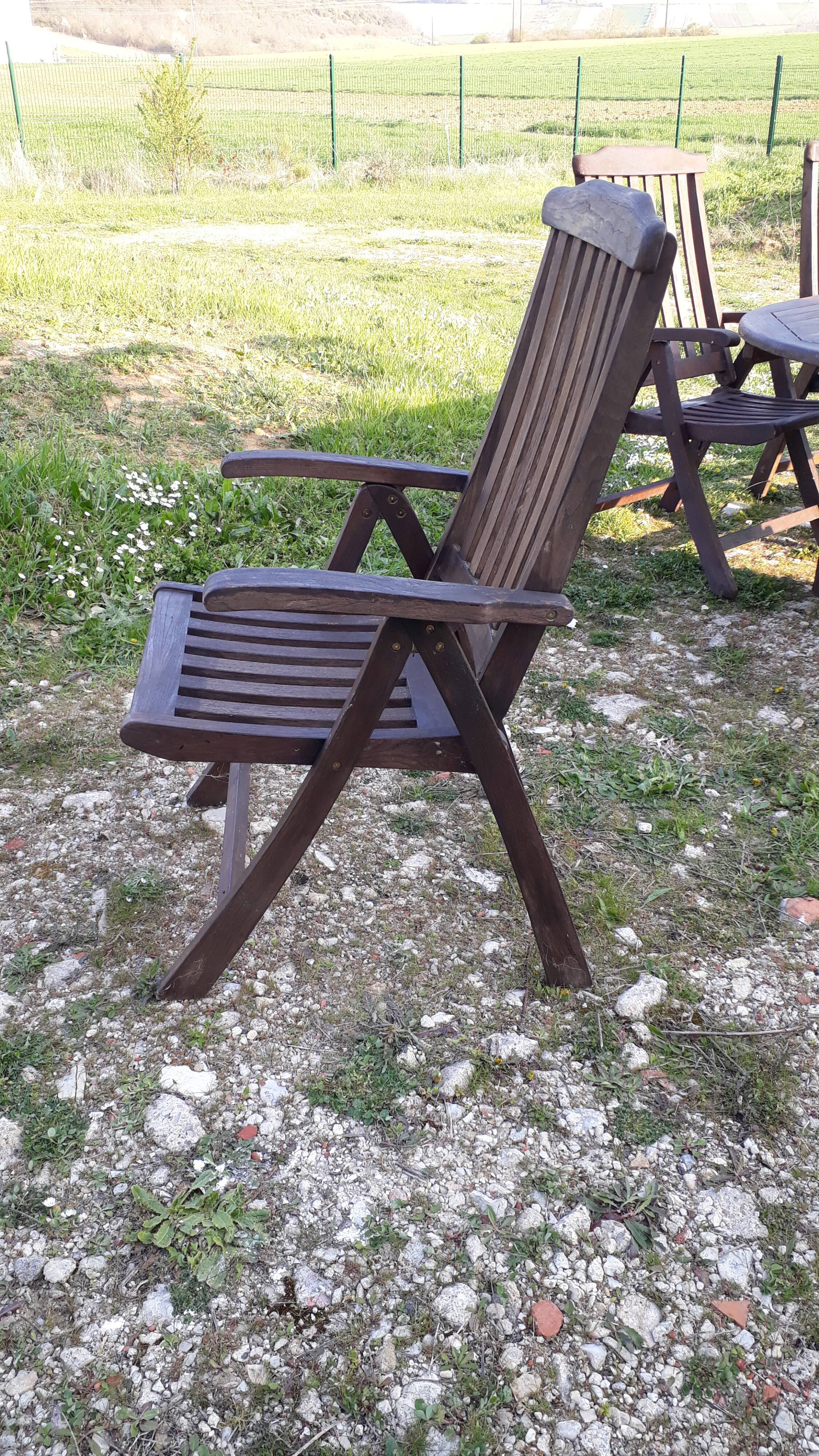 Table et chaises de jardin en teck scandinave Jutlandia disign 1980