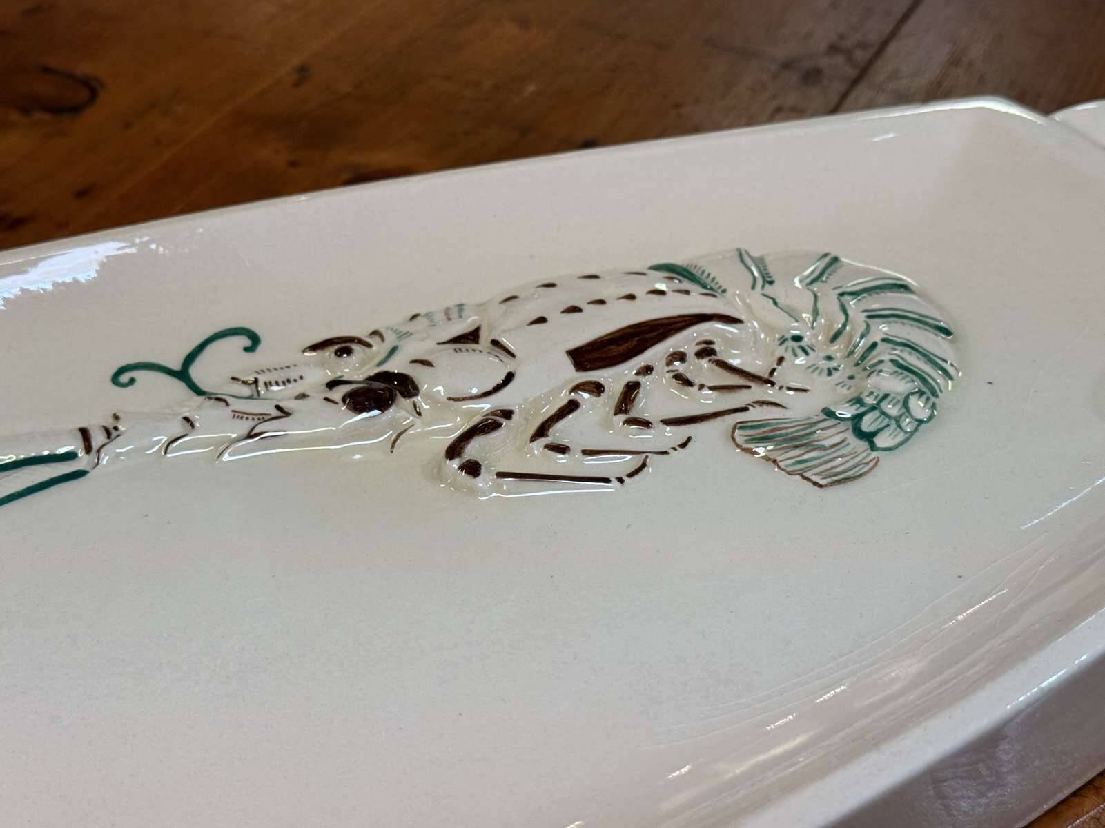Service à langoustes en faience de Quimper des années 1930