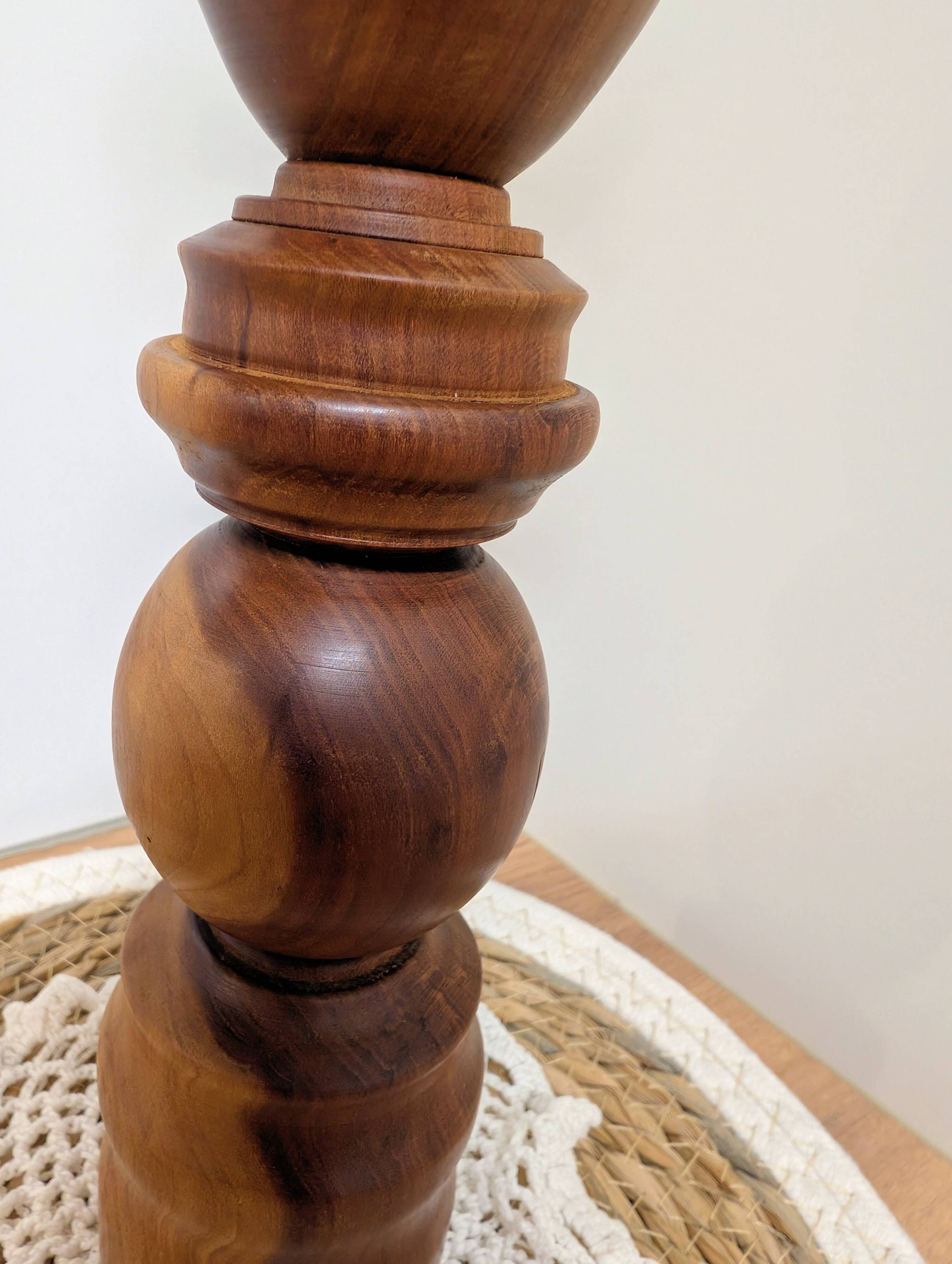 Turned solid wood candlestick