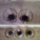 Set of 5 Pegasus Mobil Oil smoked glass cups