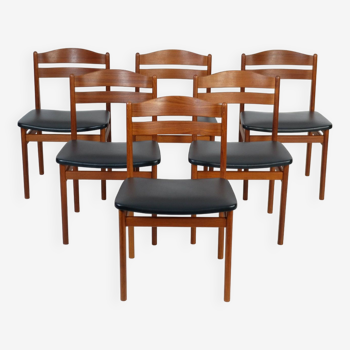 Ensemble de six chaises de salle à manger danoises en teck par Boltinge Møbelfabrik 1960