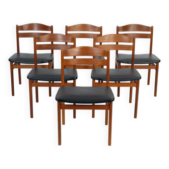 Ensemble de six chaises de salle à manger danoises en teck par Boltinge Møbelfabrik 1960