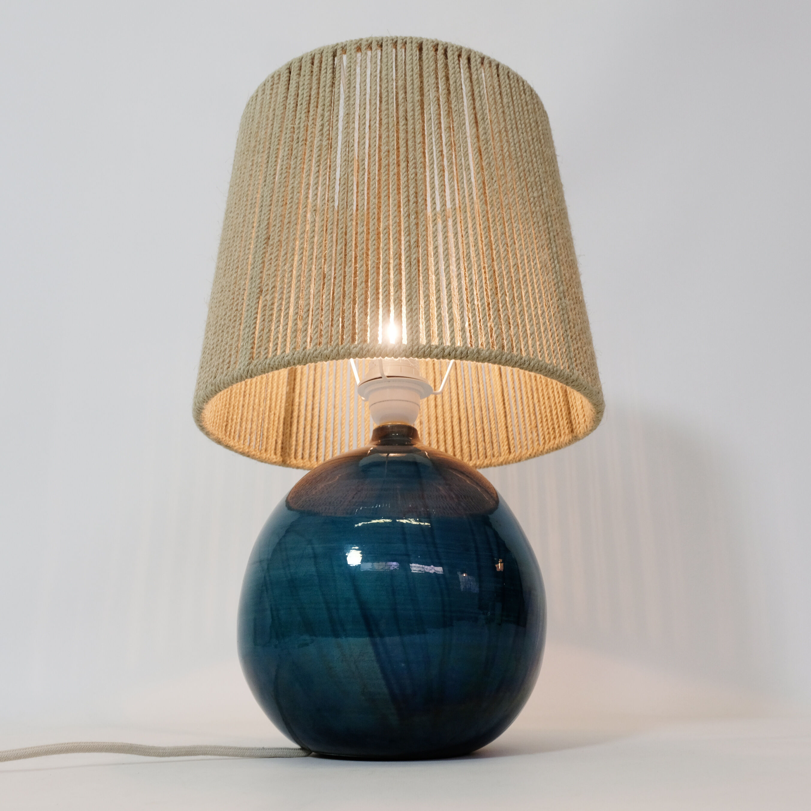 Blue glazed ceramic lamp