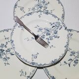 Set of 4 flat plates from the Luneville earthenware factory, Printemps model, iron earth