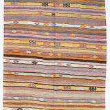 Tapis bohème multicolor en laine, charme artisanal d’Anatolie, 138x226Cm