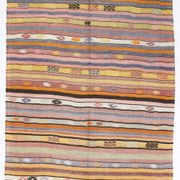 Tapis bohème multicolor en laine, charme artisanal d’Anatolie, 138x226Cm