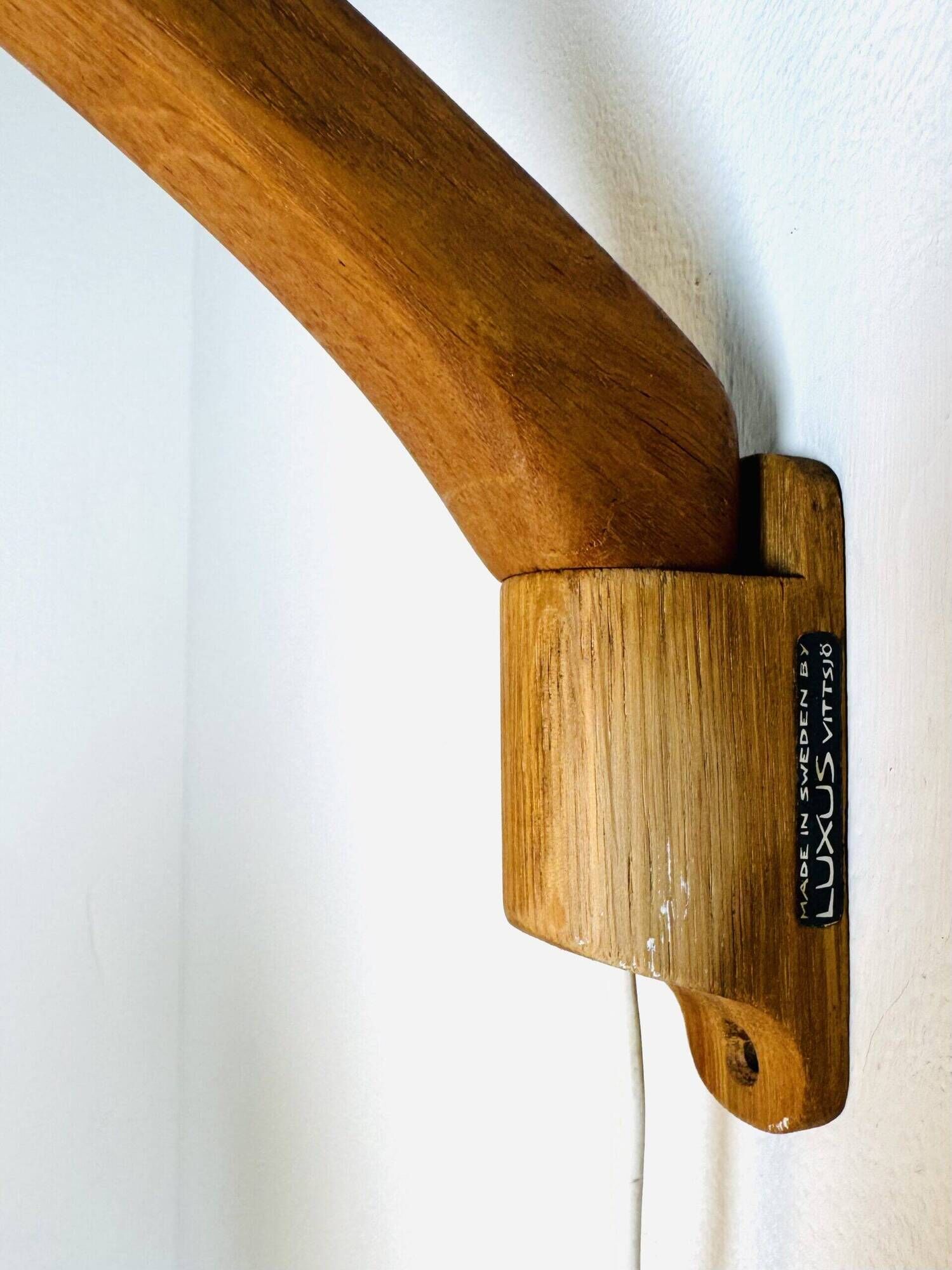 Model 705 Wall Lamp In Teak And Opaline Glass By Uno & Östen Kristiansson For Luxus, Sweden 1960S