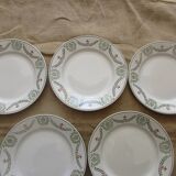 6 plates a decor floral and garland faiencerie de luneville