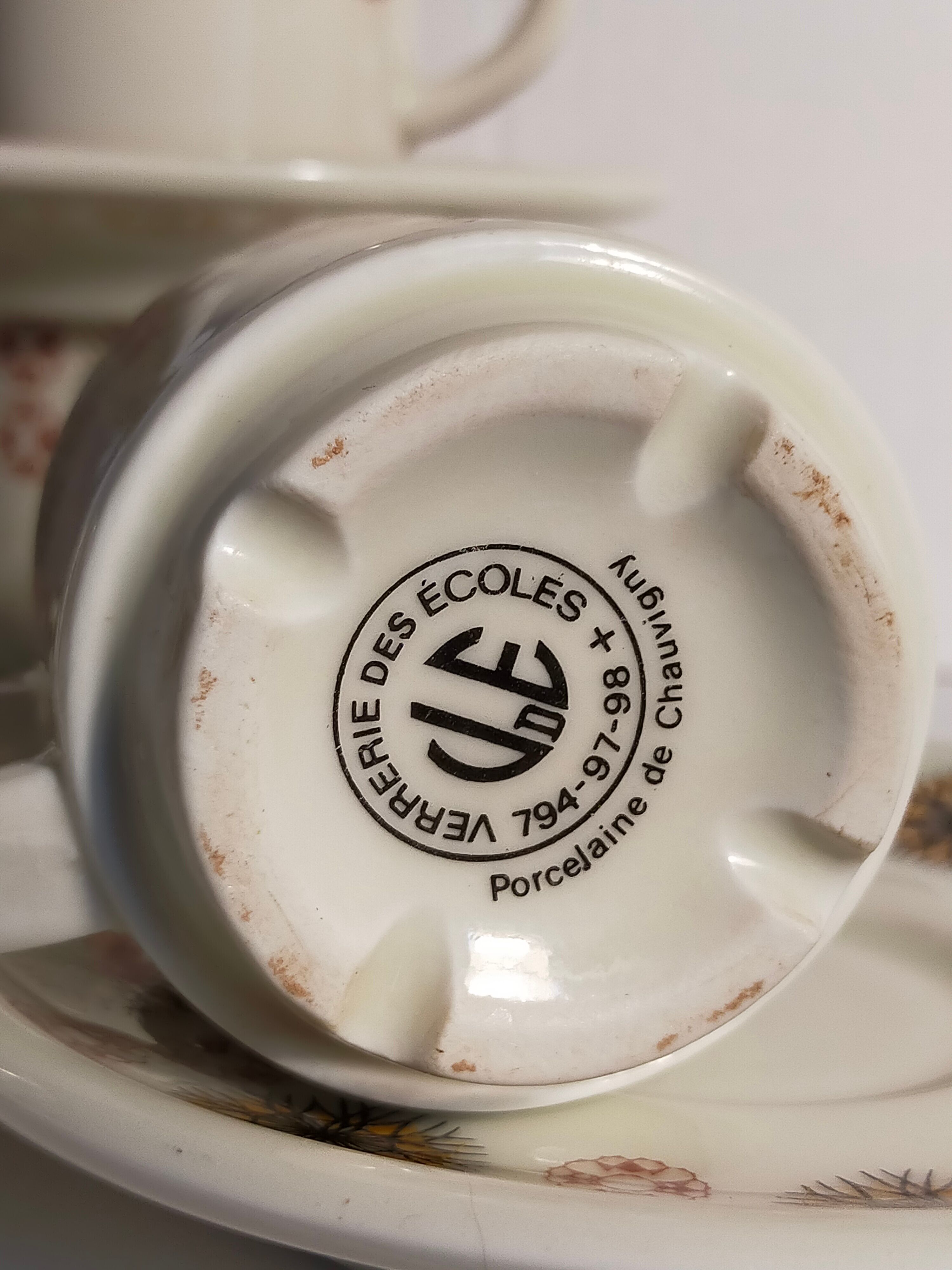 Five vintage Chauvigny porcelain espresso cups