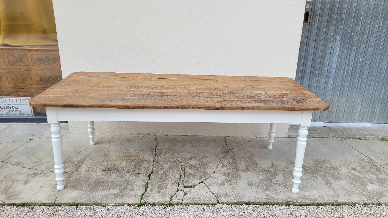 Rustic farmhouse bistro table in oak with Louis Philippe legs - 2m