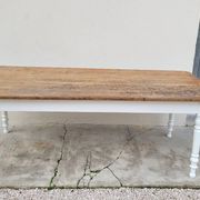 Rustic farmhouse bistro table in oak with Louis Philippe legs - 2m