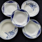 Set of 5 mismatched hollow plates Digoin Sarreguemines and Saint Amand