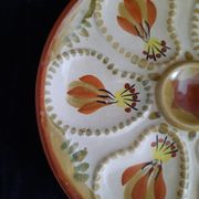 Oyster plate HB Henriot Quimper grey 23 cm Breton floral decoration