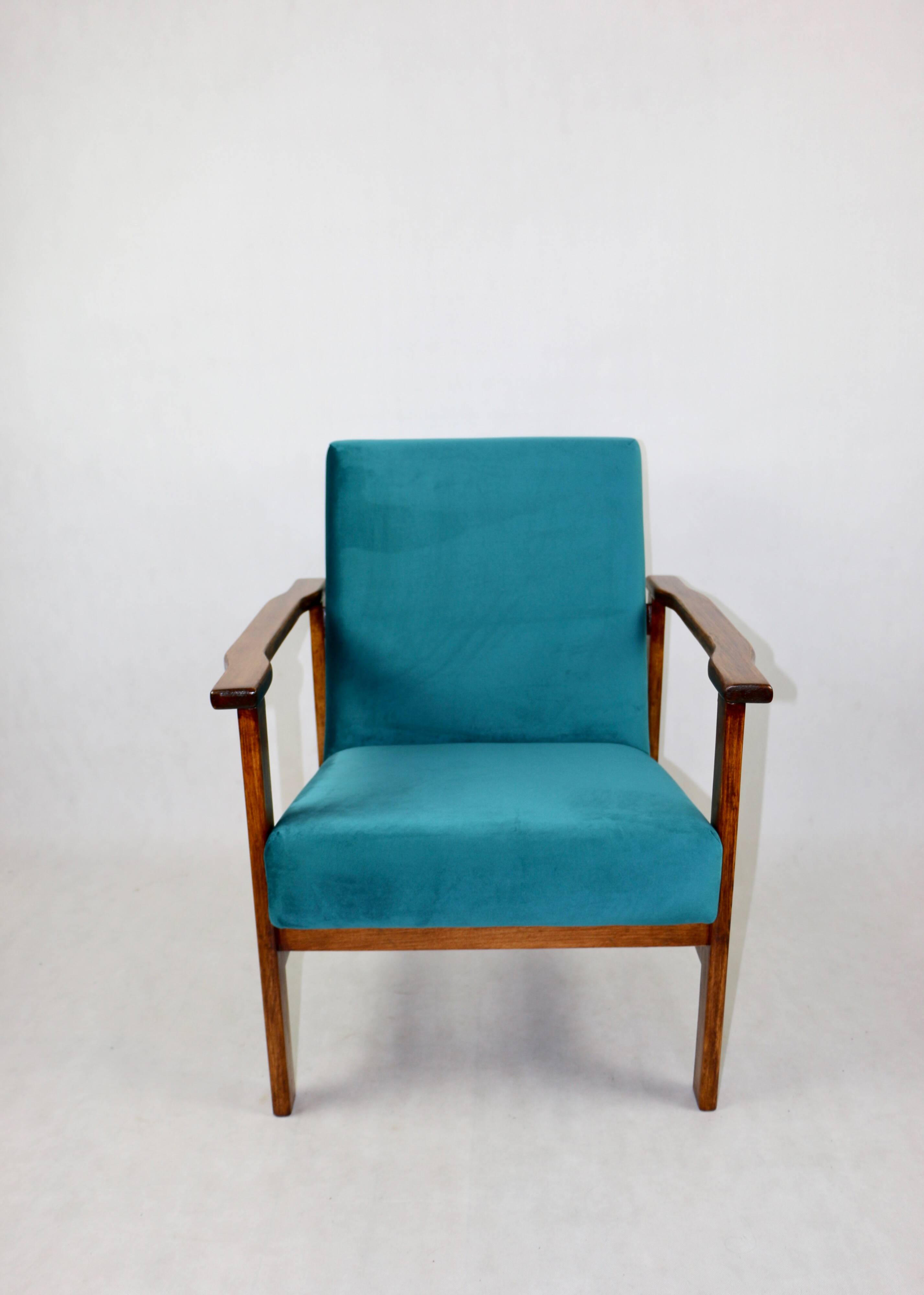 Armchair like 'Lis', 1970s blue turquoise - 2 pieces available