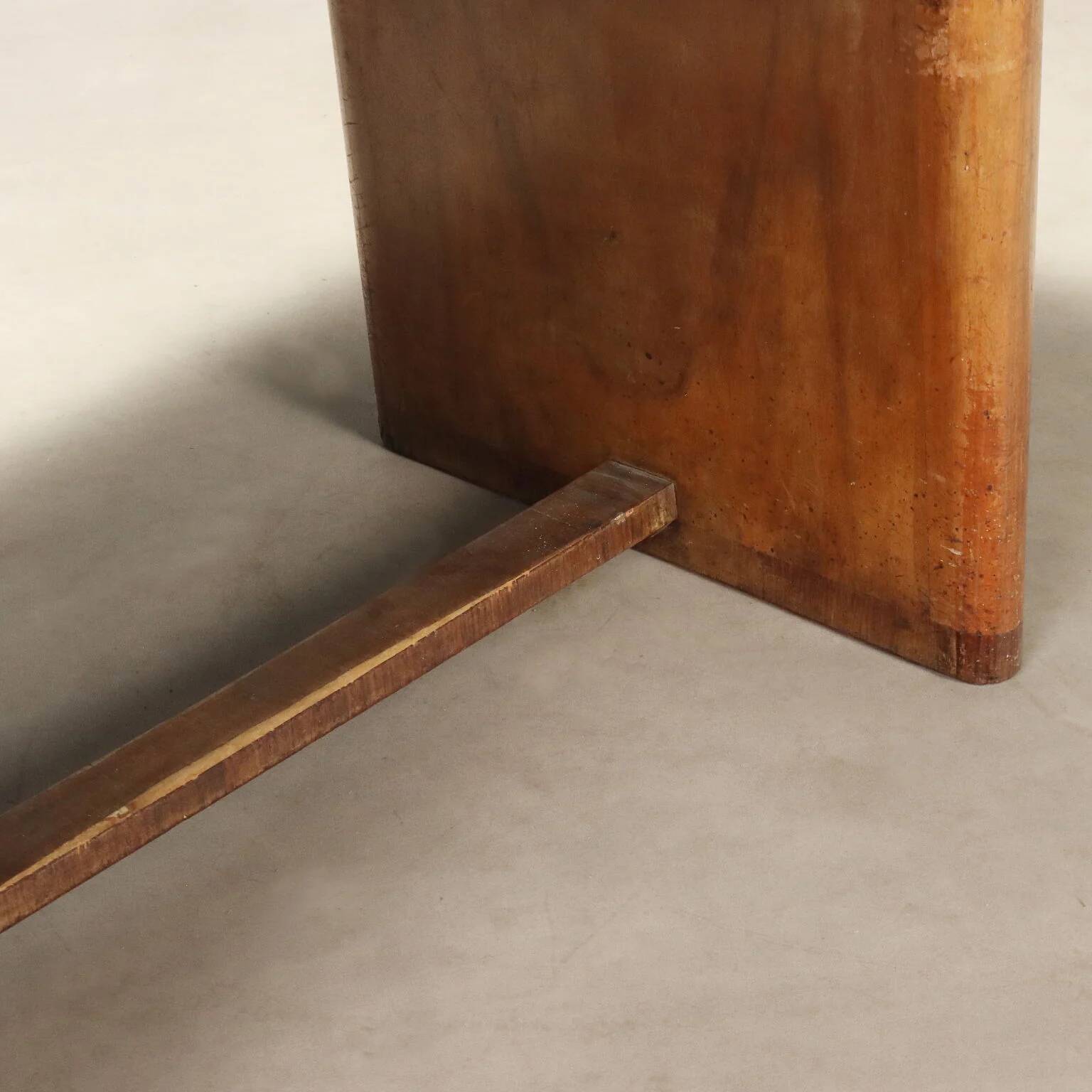 Wooden table with burl veneer from the 1940s.