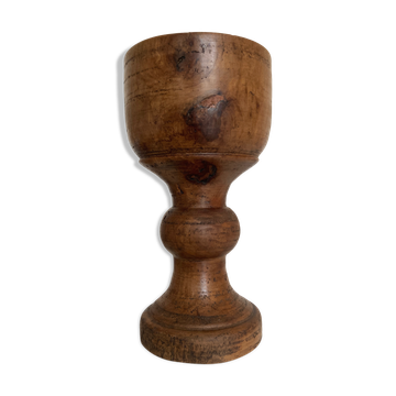 Pot cover 19th neo classic solid wood turned H24cm