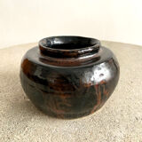 small round glazed ceramic vase