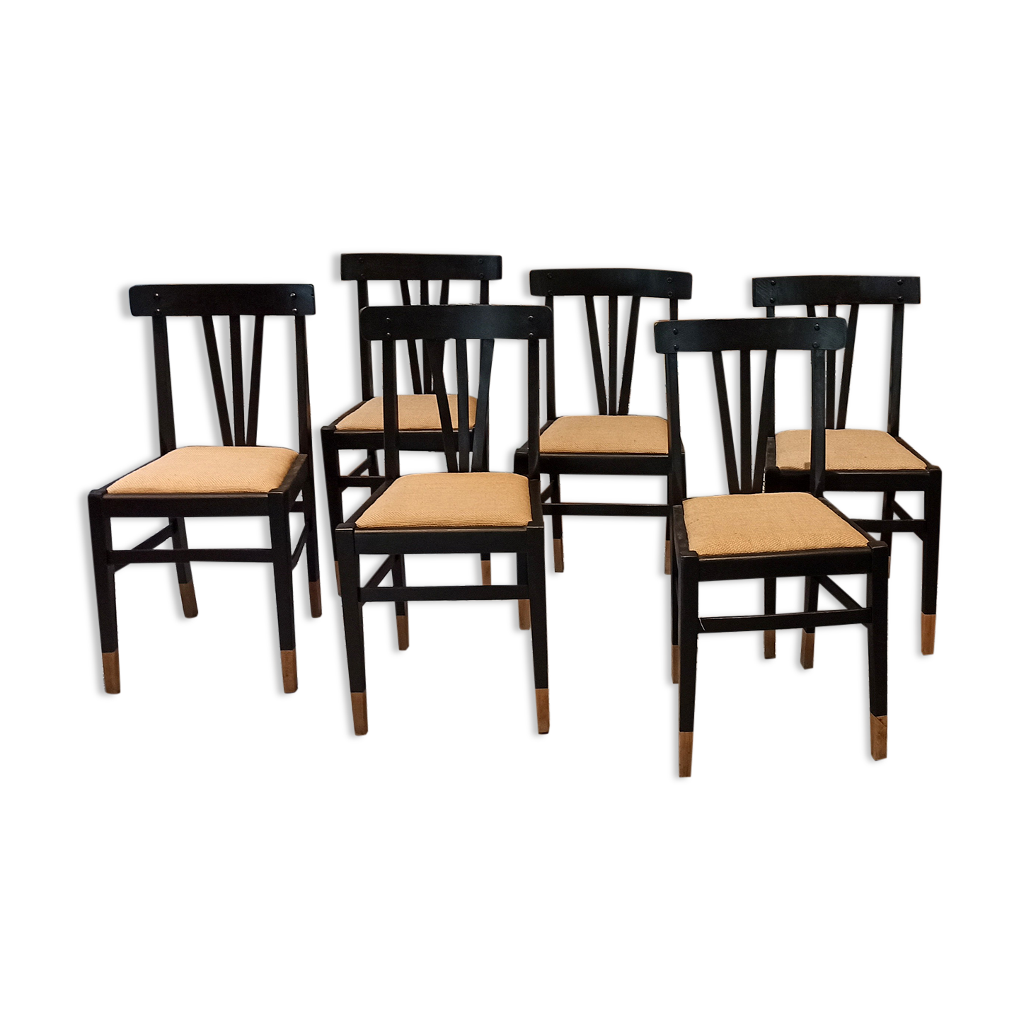 Lot de 6 chaises bistrot noir et bois