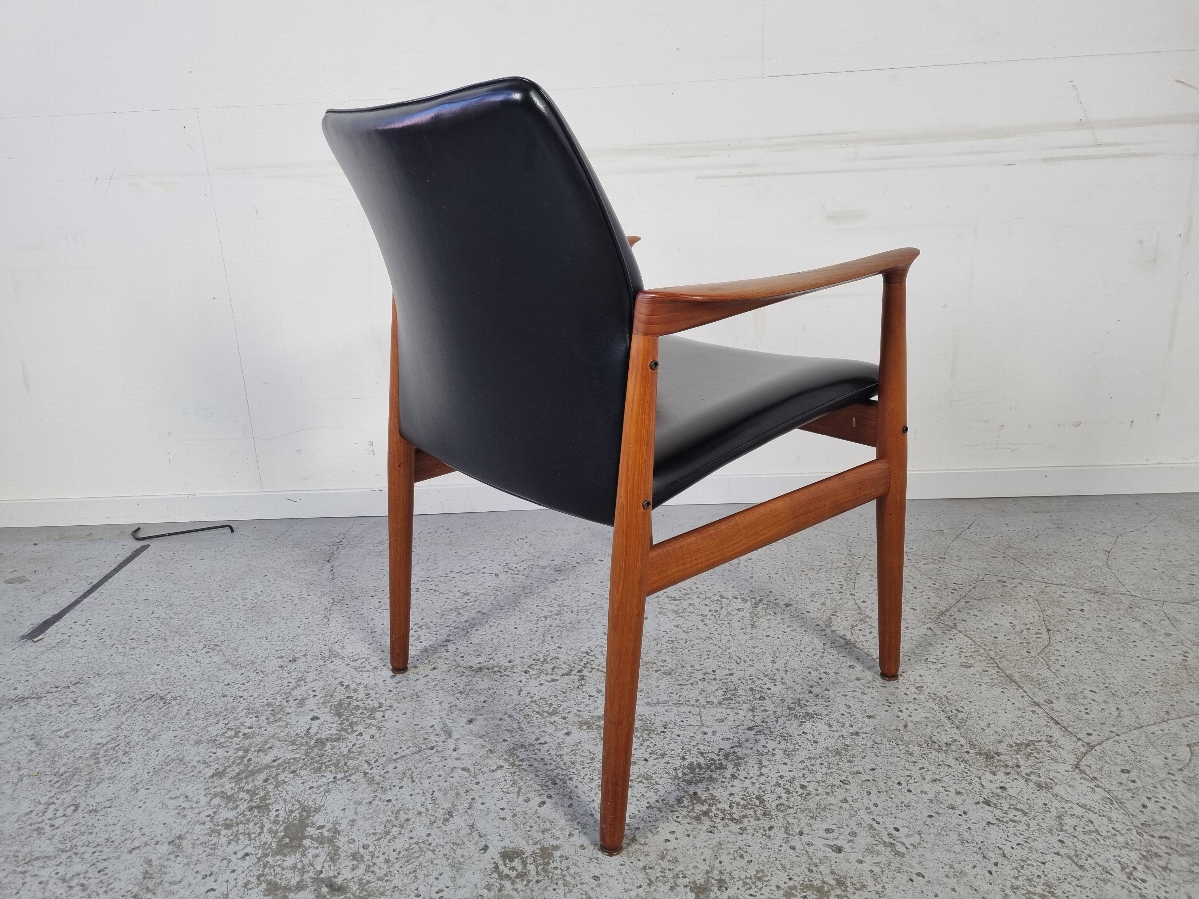 Teak and Skai office chair from Grete Jalk for Glostrup, 60s