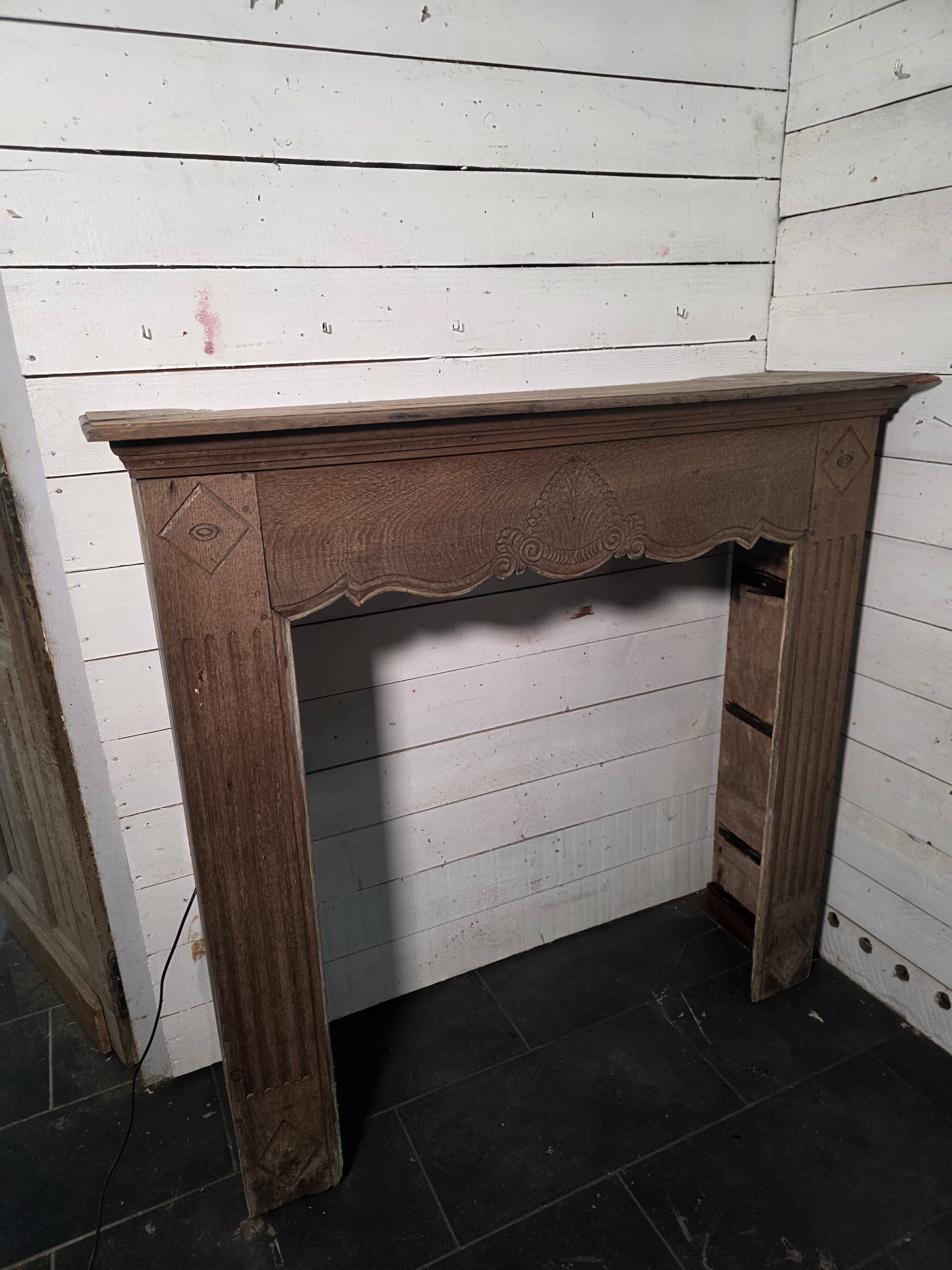 19th-century solid oak fireplace