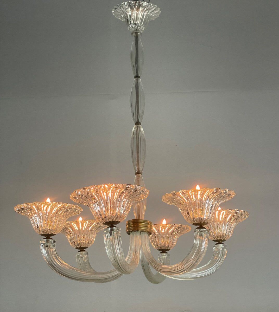 Venetian chandelier in murano glass by seguso circa 1950