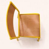 Vintage school chair trio – Coloured metal structure in yellow & blue