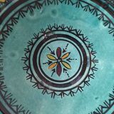 Moroccan handmade turquoise earthenware plate – Safi