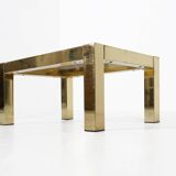 Table basse plaquée or par Belgo Chrom, années 1970