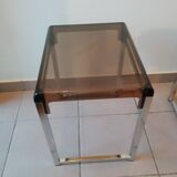 X2 Vintage 1970s smoked acrylic plexiglass side tables