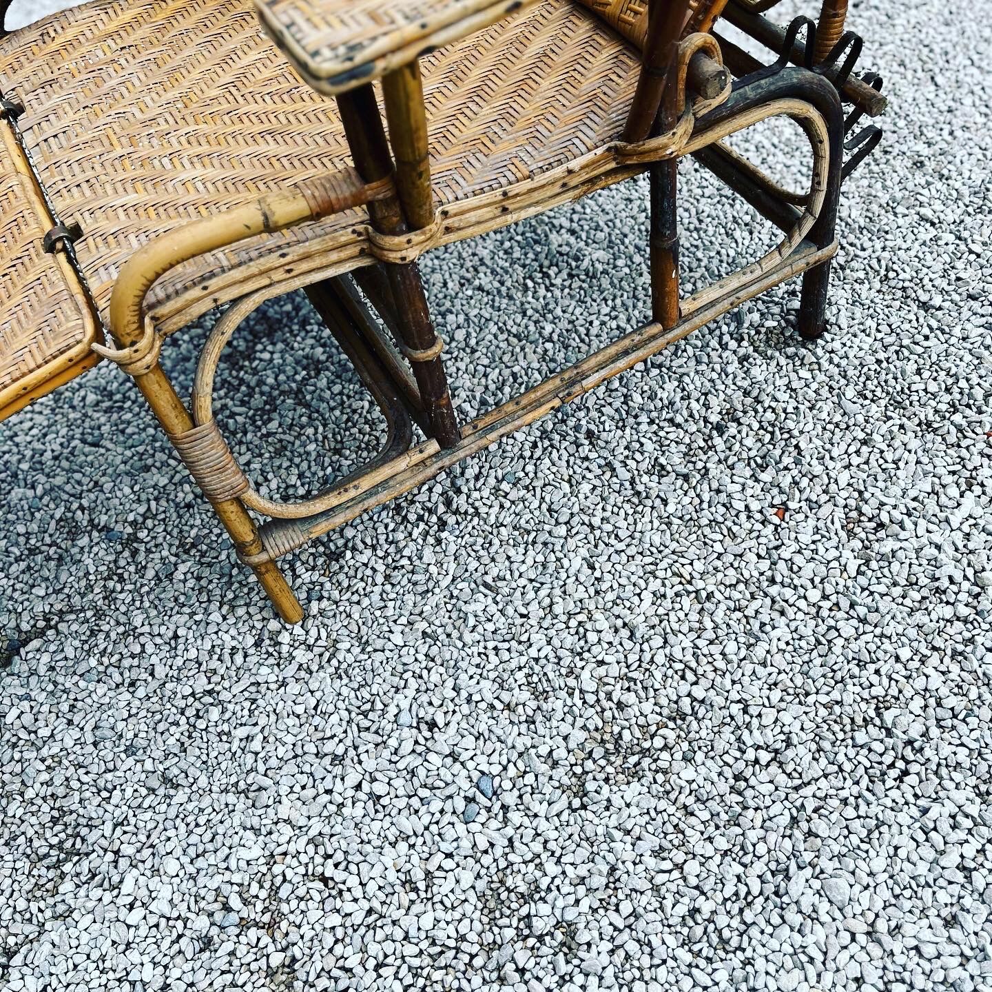 Rattan chaise longue 1960