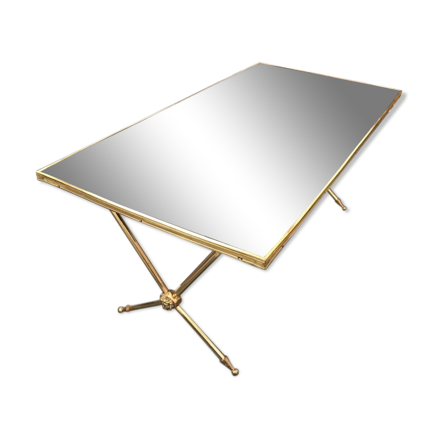 Golden brass table and lion heads circa 1950