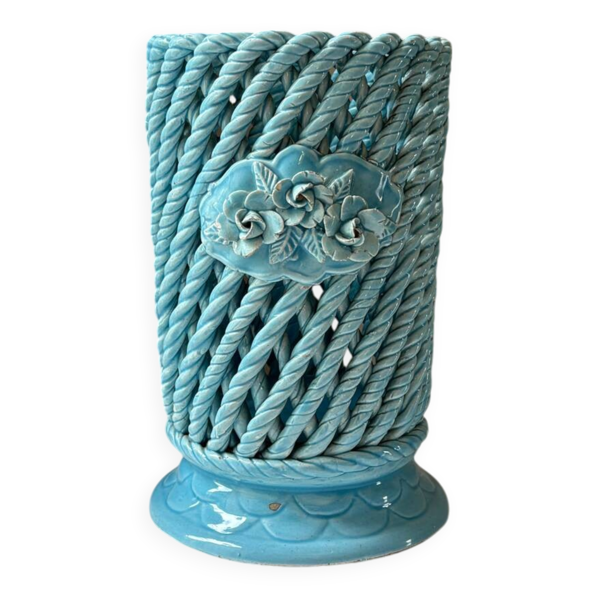 Woven ceramic vase