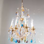Grand lustre laiton fruits cristal couleur 8 bras