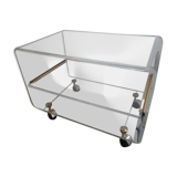 David Lange coffee table on plexiglass wheels Hi-Fi cabinet