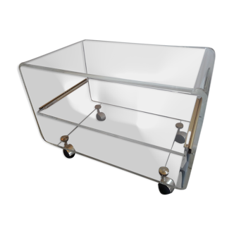 David Lange coffee table on plexiglass wheels Hi-Fi cabinet