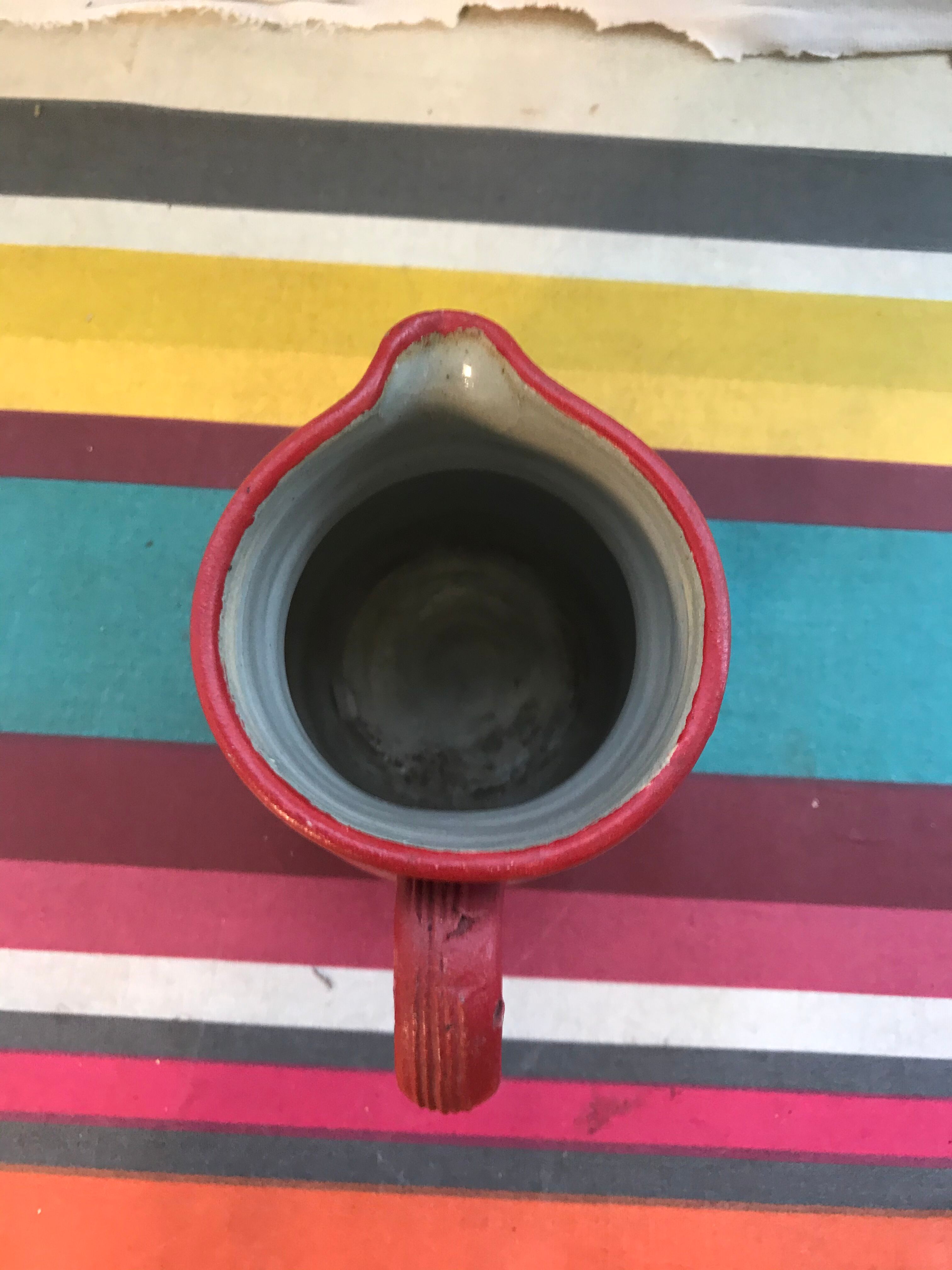 Former pitcher in red sandstone with grey interior - anse decoration vintage kitchen
