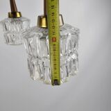 Scandinavian hanging lamp with glass cones hold by teak hanging