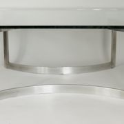 Coffee table published by Dassas, base in chromed steel and thick glass slab, France, 1963