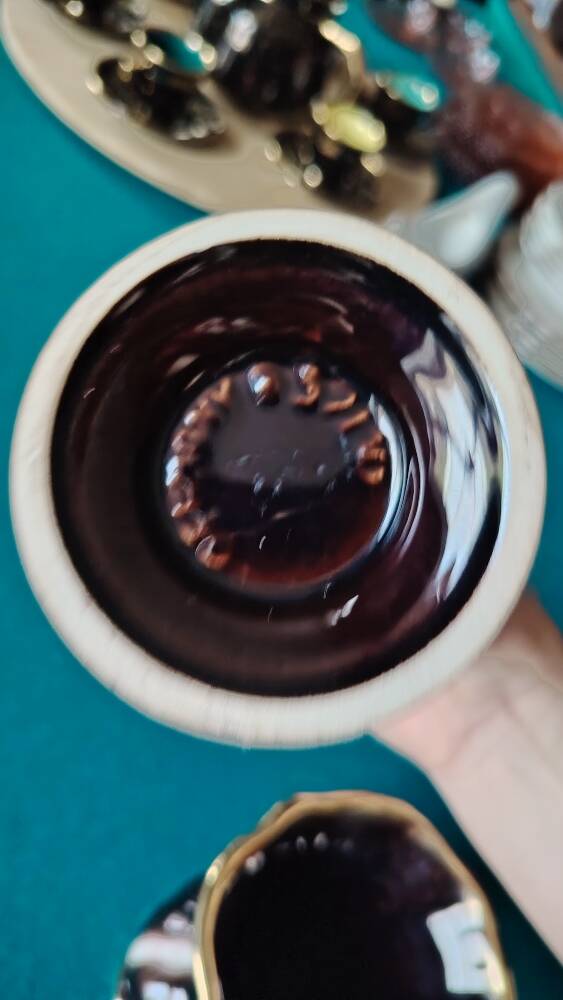 Pair of Jasba Keramik vases – Germany – 1950s/60s – brown, black & gold