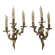 Very large pair of early 1900s 3-light acanthus leaf wall sconces 5209