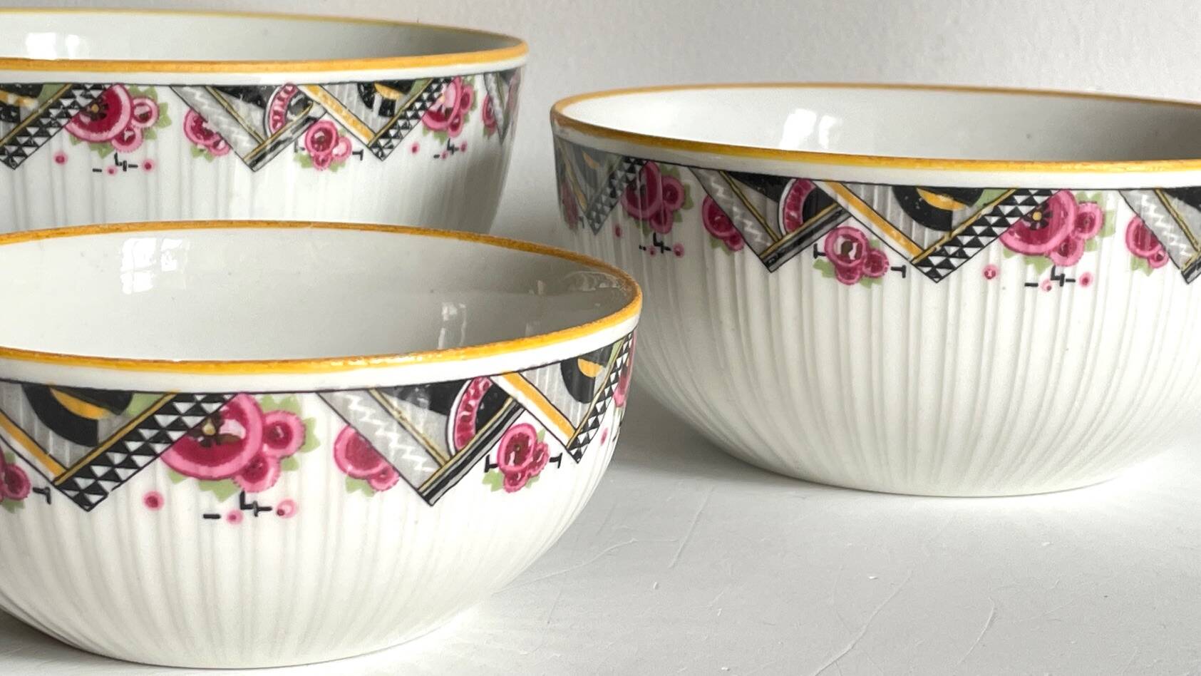 SALAD BOWLS Porcelain MEHUN Art Deco Decor